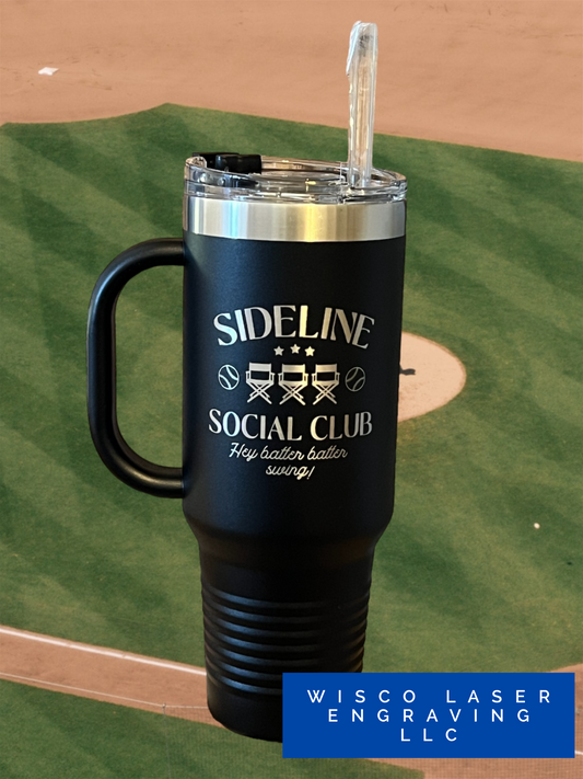 Baseball Sideline Social Club 40oz Laser Engraved Tumbler