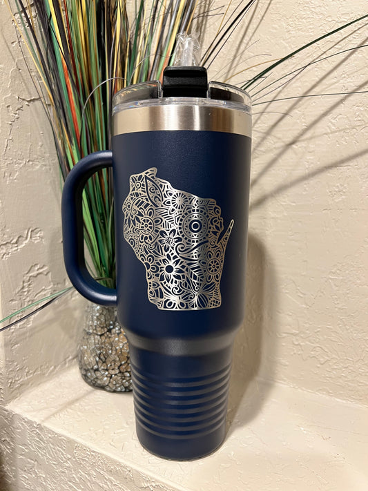 Wisconsin Design  40oz Laser Engraved Tumbler