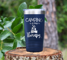 Load image into Gallery viewer, Camping is my Therapy Laser Engraved Tumbler
