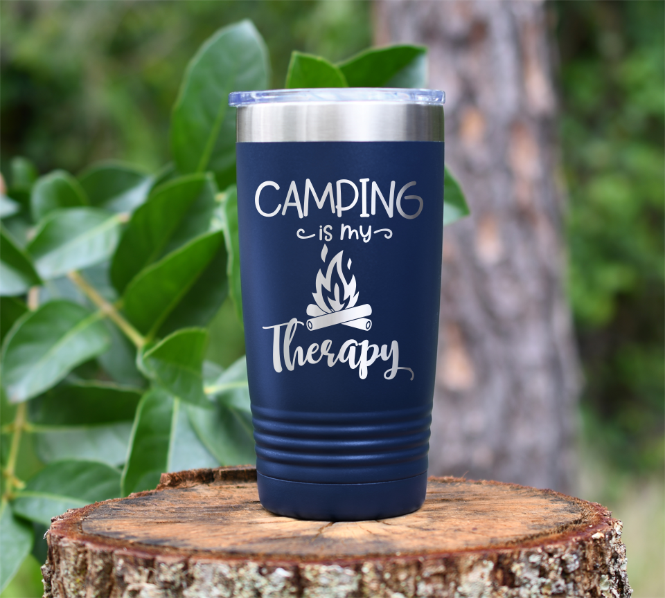 Camping is my Therapy Laser Engraved Tumbler