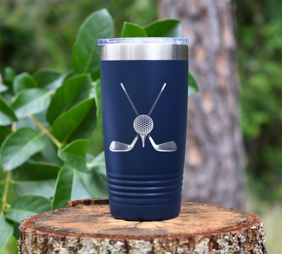 Golf ball and Clubs Laser Engraved Tumbler