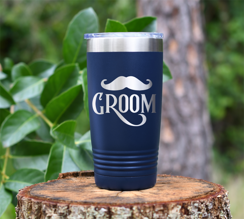 Groom with moustache Laser Engraved Tumbler
